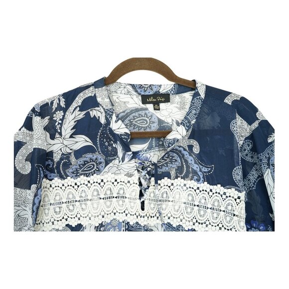 Melissa Paige Floral Paisley Blouse Peasant Long Sleeve Size XL Crochet Pattern - Picture 3 of 6